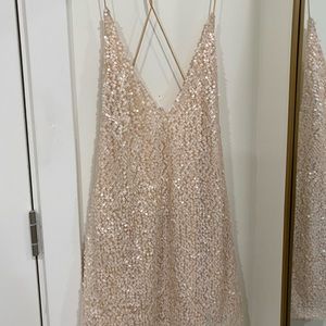 Cream sequin tank dress